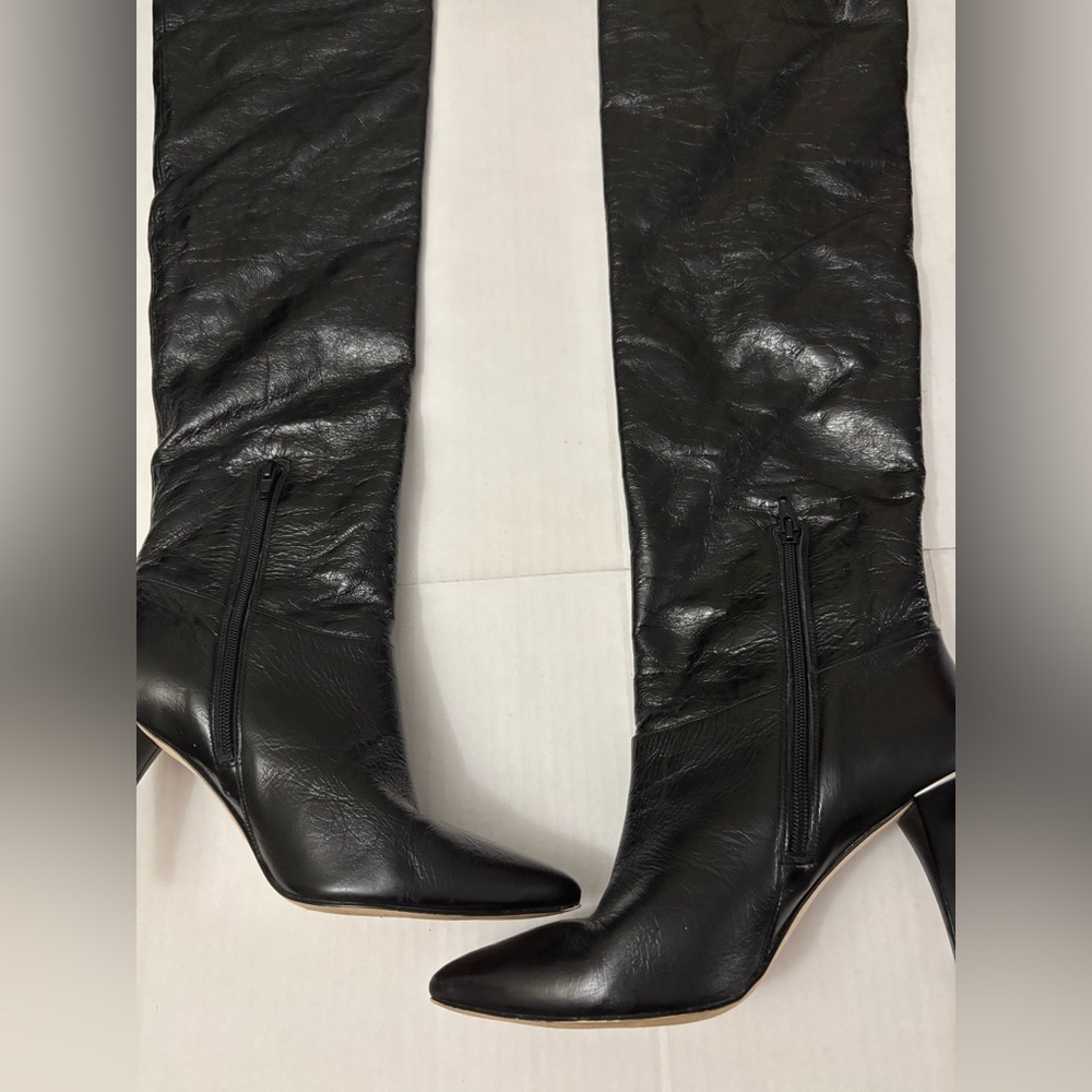 MICHAEL KORS Black Leather Over Knee Boots Shoes US 9.5M - Picture 4 of 9